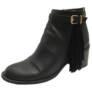 Sam Edelman Jolie Leather Black Circus Ankle Boots Booties Fringe Womens 10